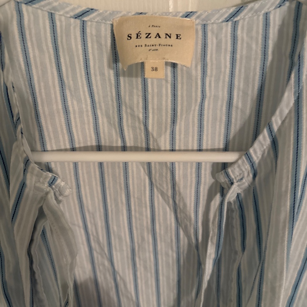 Sezane Blue and White Striped Blouse - Picture 3 of 8